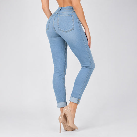2 Jeans Celine Súper Stretch – Skinny Tiro Medio con Detalles Rasgados
