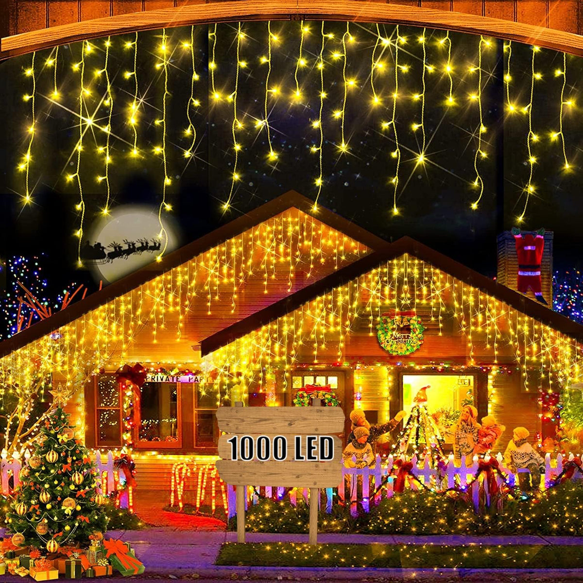 Cascada de Luces Solares Navideñas 7.5 m