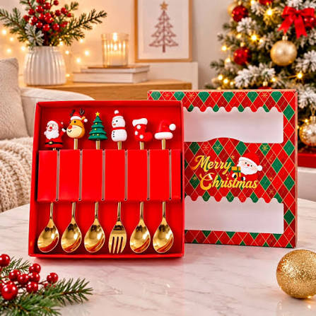 Set de Cubiertos Navideños Elegancia Festiva – Mesa Decorada con Estilo