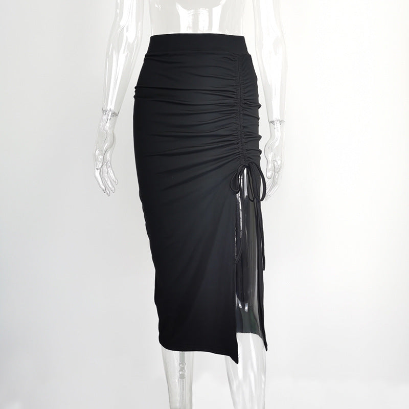 High Waist Slit Pleated Skirt for Women (EU/US Style)