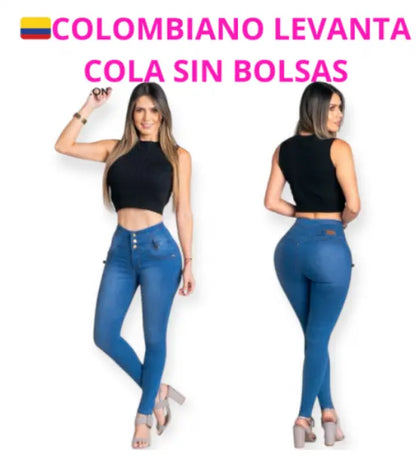 Jeans Colombiano Levanta Cola – Pretina Alta Sin Bolsillos