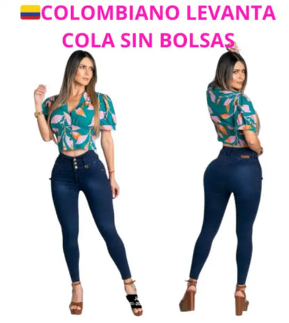 Jeans Colombiano Levanta Cola – Pretina Alta Sin Bolsillos