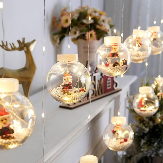 Cortina de Esferas Navideñas con Luces LED