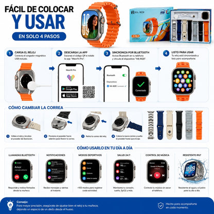 Smartwatch con 7 Correas Intercambiables – Estilo y Funcionalidad