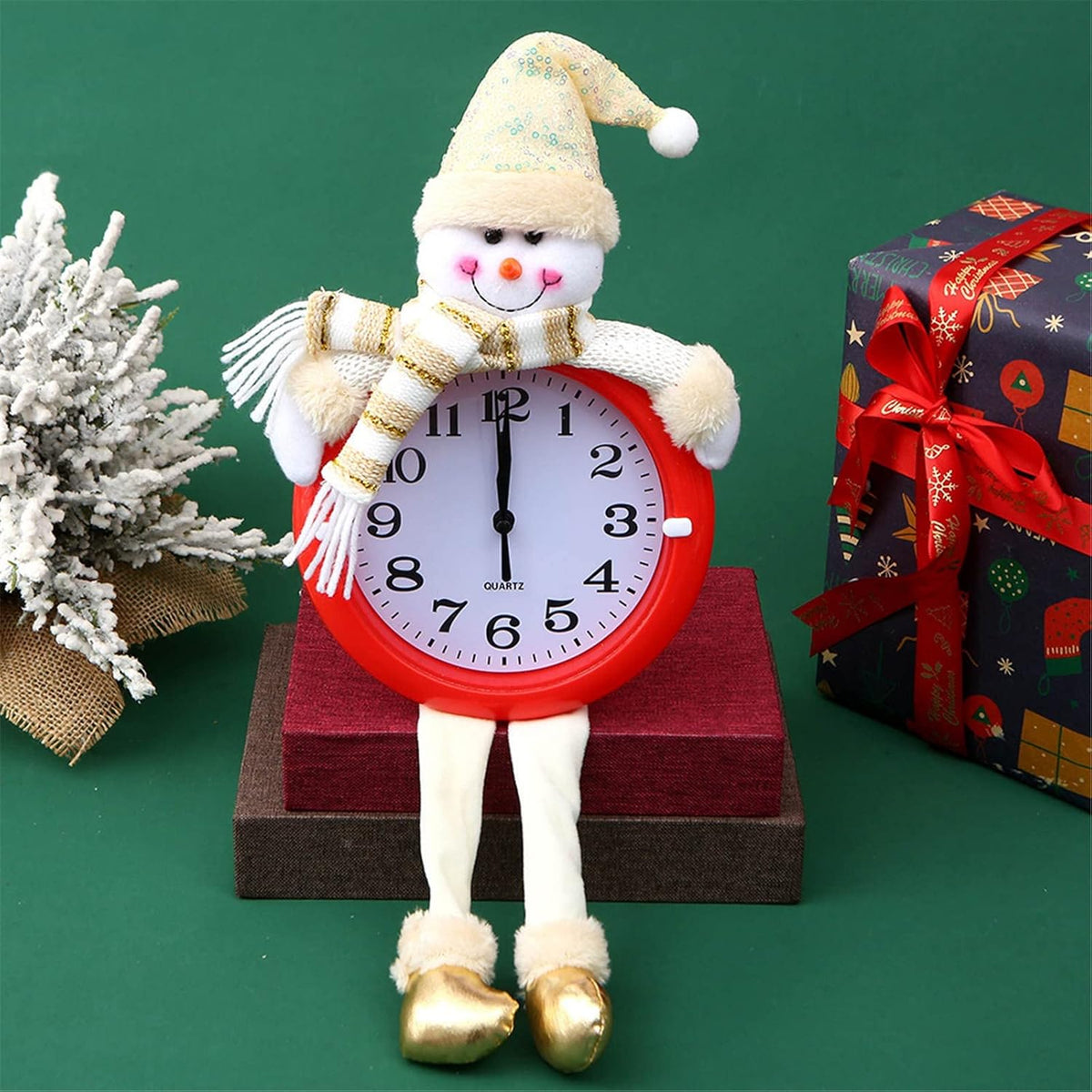 Reloj de Mesa Muñeco de Nieve Navideño