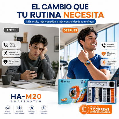 Smartwatch con 7 Correas Intercambiables – Estilo y Funcionalidad