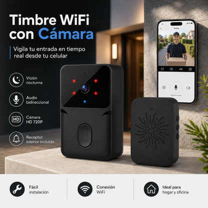 Timbre Inalámbrico WiFi con Cámara – Seguridad para tu Hogar
