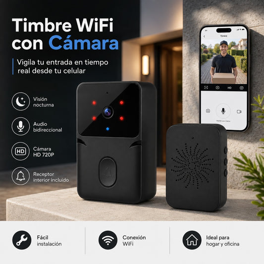 Timbre Inalámbrico WiFi con Cámara – Seguridad para tu Hogar
