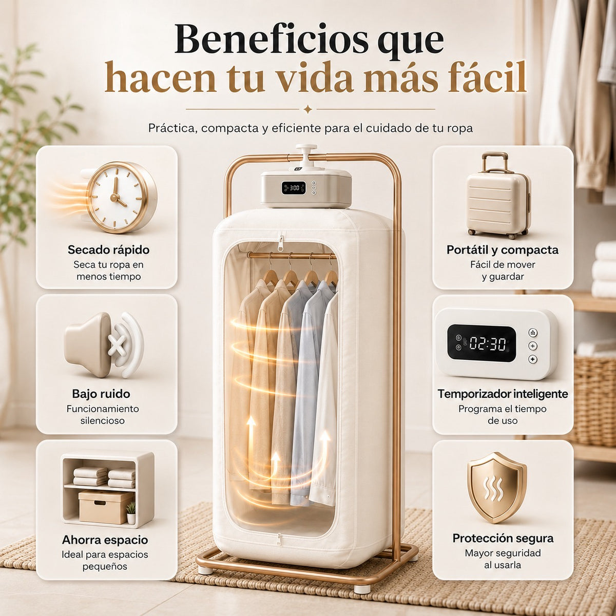 Secadora Portátil Plegable de Ropa – Secado Rápido en Casa