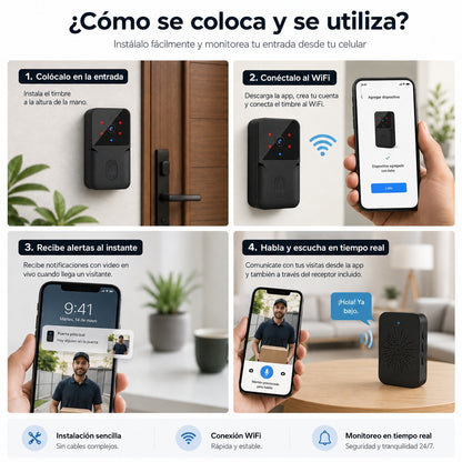 Timbre Inalámbrico WiFi con Cámara – Seguridad para tu Hogar