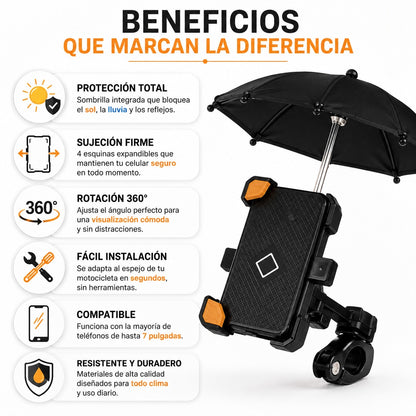 Soporte para Celular con Sombrilla – Protege tu Pantalla del Sol