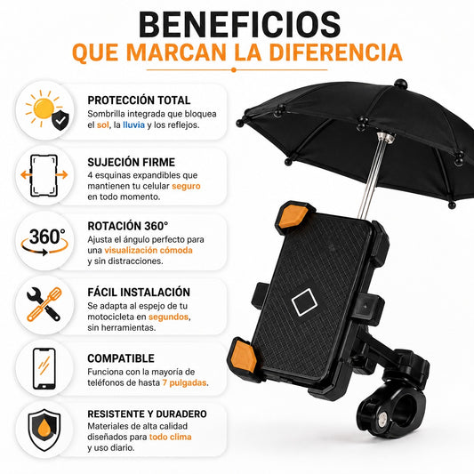 Soporte para Celular con Sombrilla – Protege tu Pantalla del Sol