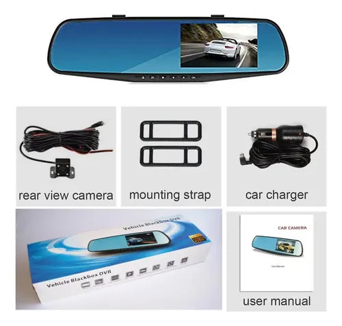 Retrovisor con Cámara Grabador para Auto