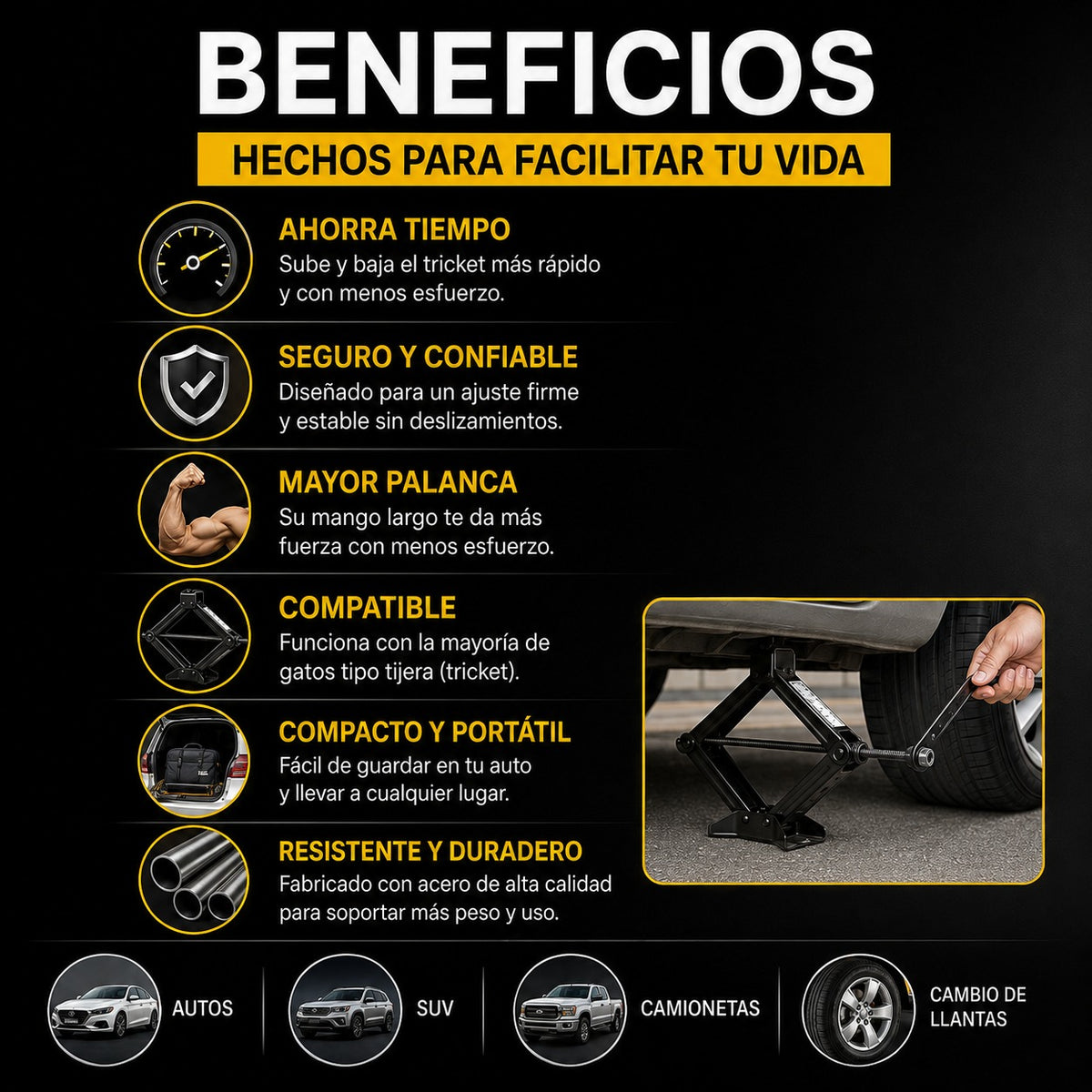 Llave Trinquete de Fácil Uso para Auto
