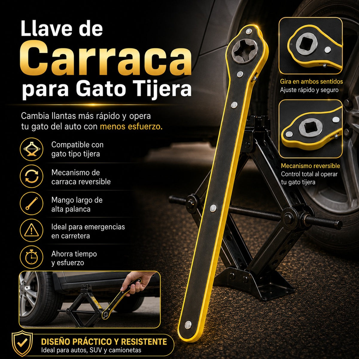 Llave Trinquete de Fácil Uso para Auto