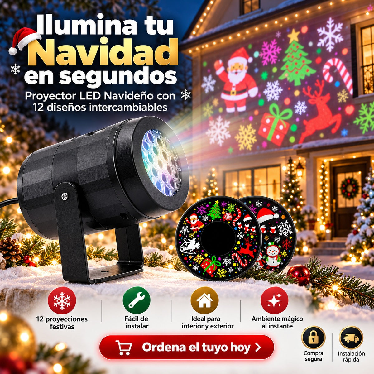 Proyector Navideño LED con Diapositivas