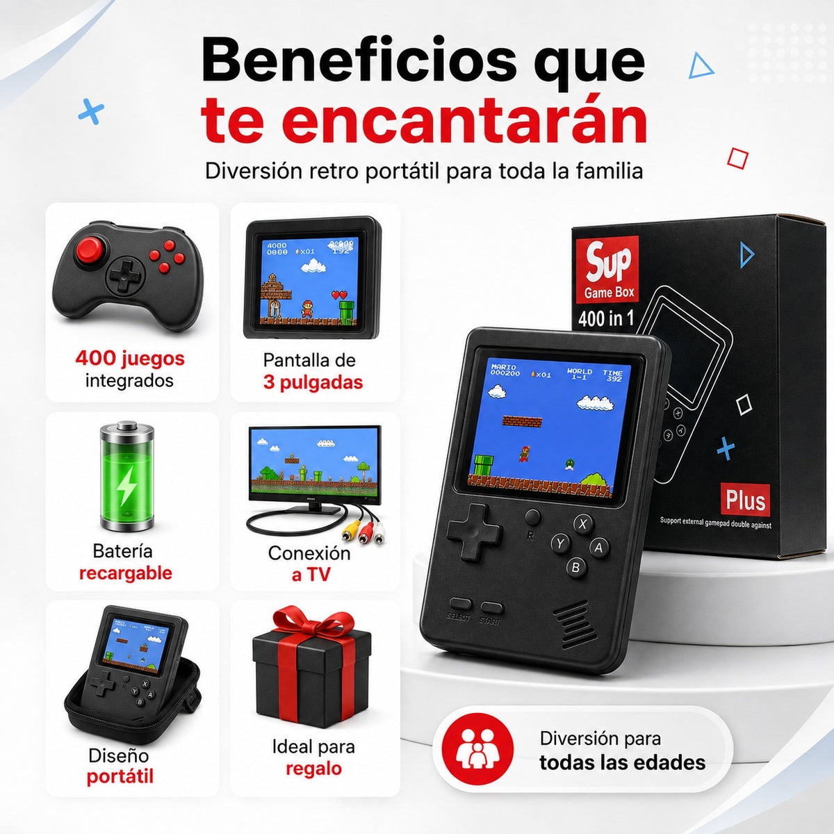 Consola Portátil con 400 Juegos Retro