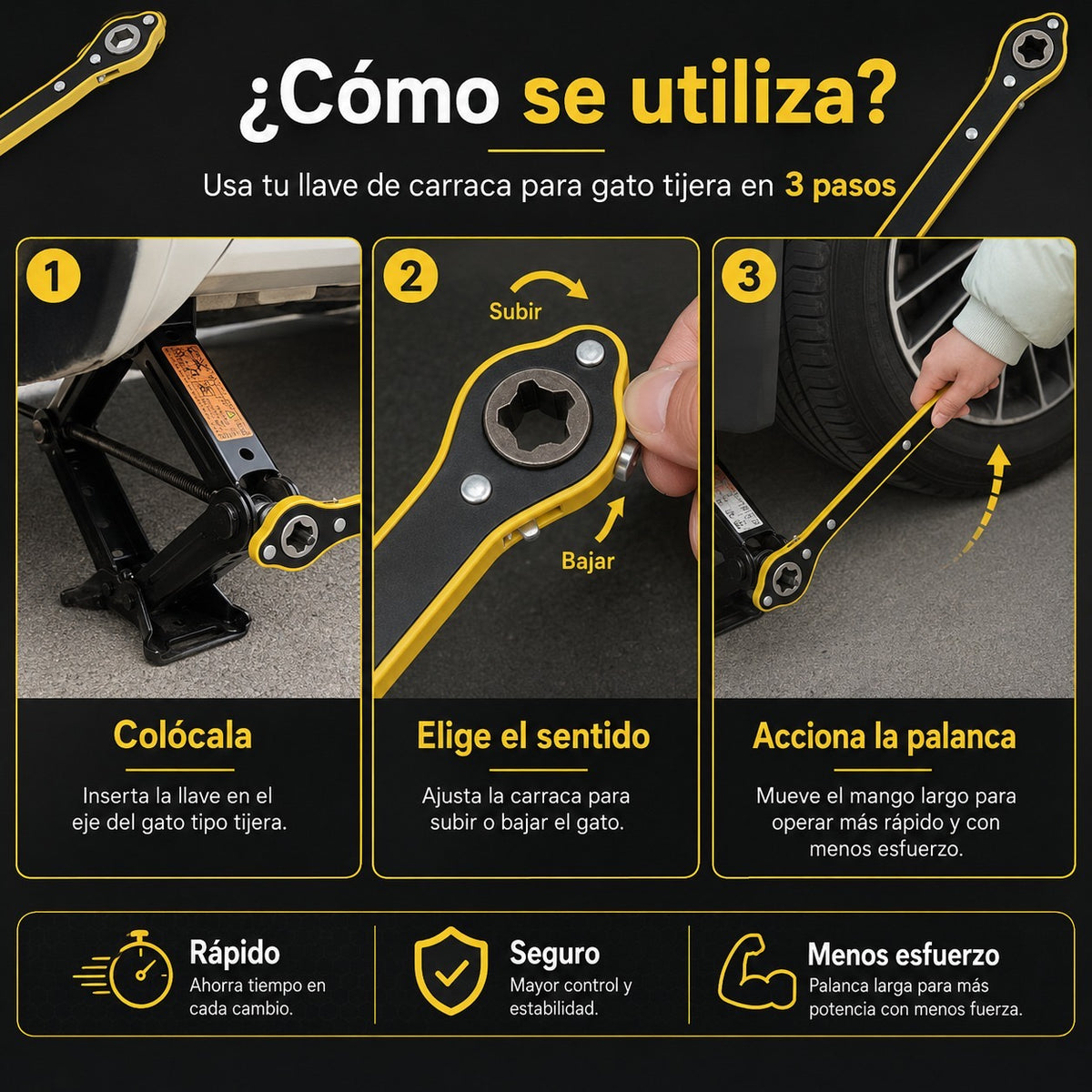 Llave Trinquete de Fácil Uso para Auto