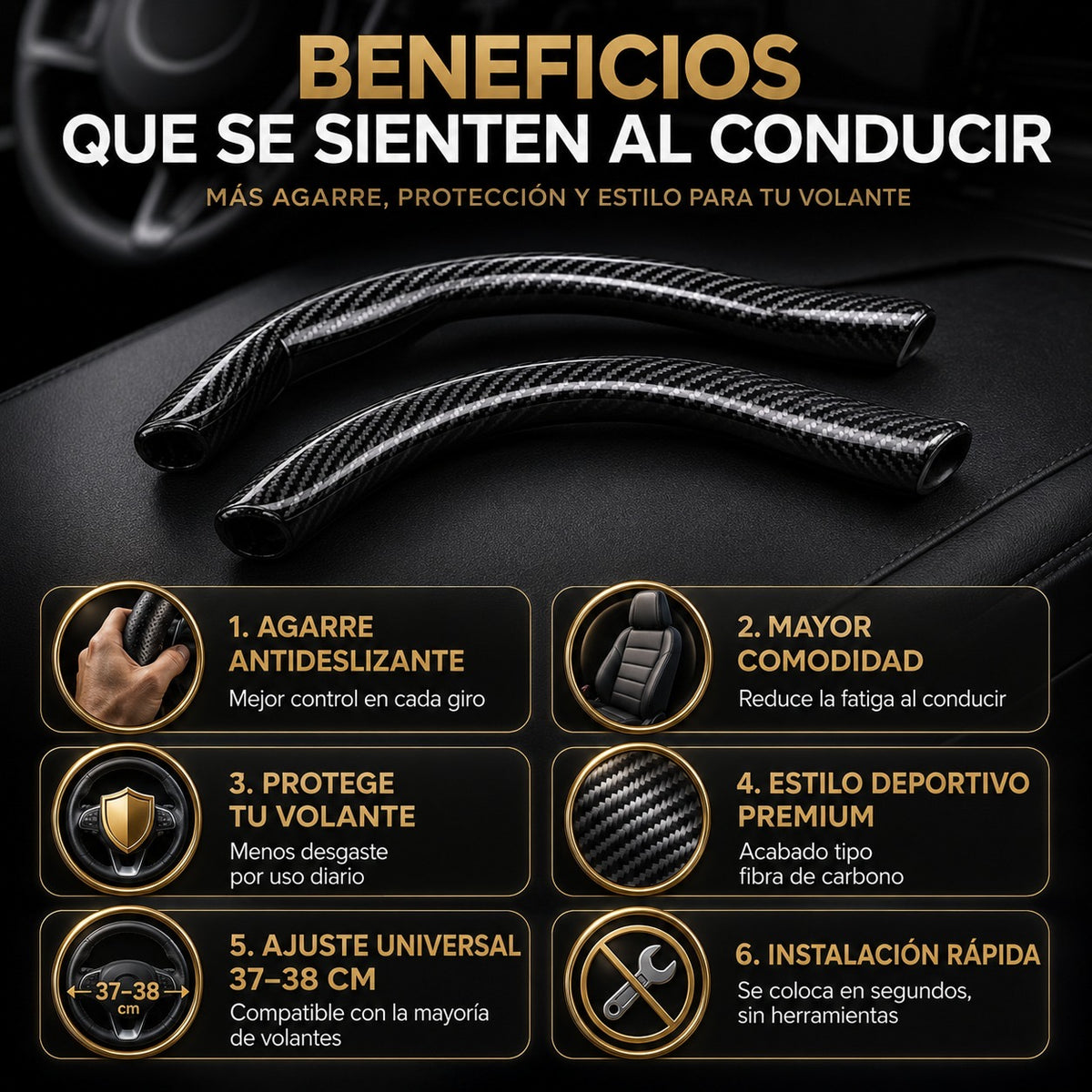 Cubierta Antideslizante para Volante de Auto